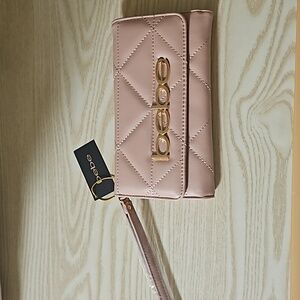 NWT BEBE Trifold Wristlet Blush Pink